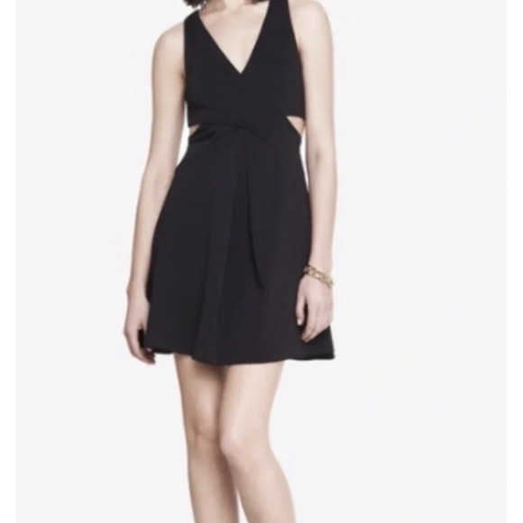 Express Dresses & Skirts - Express Womens 4 Black Cutout Stretch Cocktail Dress A Line Crossover 8410-058